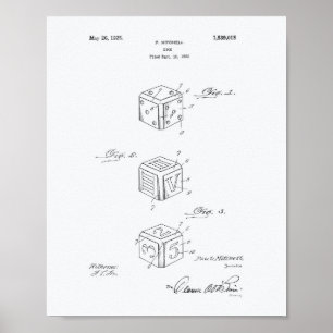 Affiche Dice Apparatus 1925 Patent Art White Paper