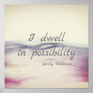 Affiche Dickinson, littéraire inspirant, cite aquarelle