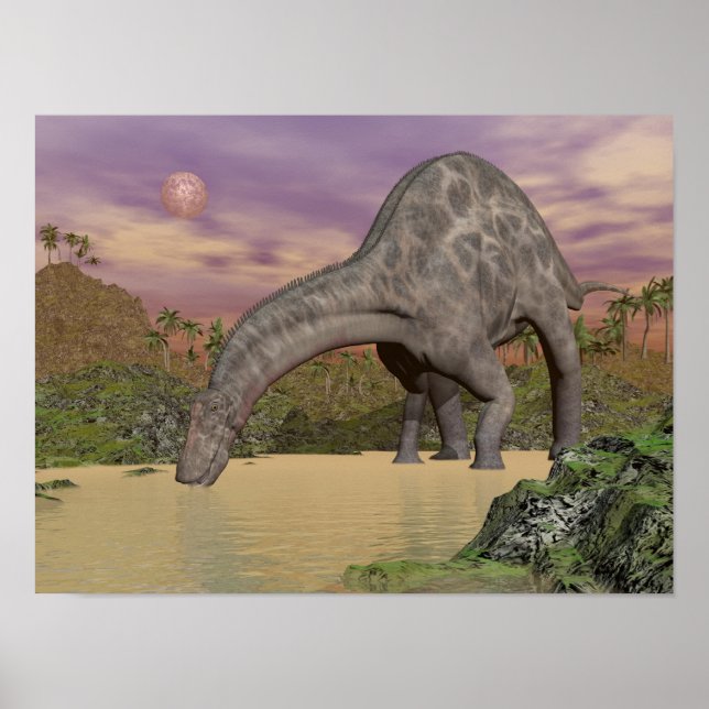 Affiche Dicraeosaurus dinosaure boisson - rendu 3D (Devant)
