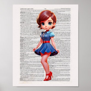Affiche Dictionnaire d'art dessin Pin UP