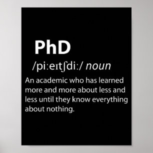Affiche Dictionnaire drôle définition doctorat étudiant Ph