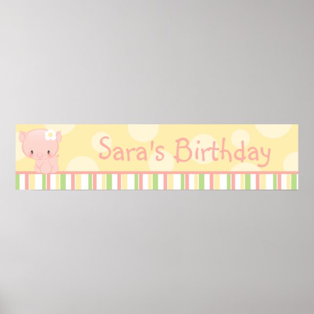 Affiche Diddels Farm Pig Bannière d'anniversaire (Devant)