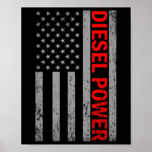 Affiche Diesel Power Drapeau Usa Camion Turbo Frères Mécan