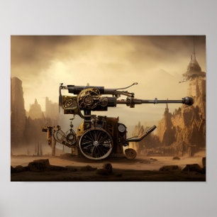 Affiche Dieselpunk War Machine Imaginaire Art
