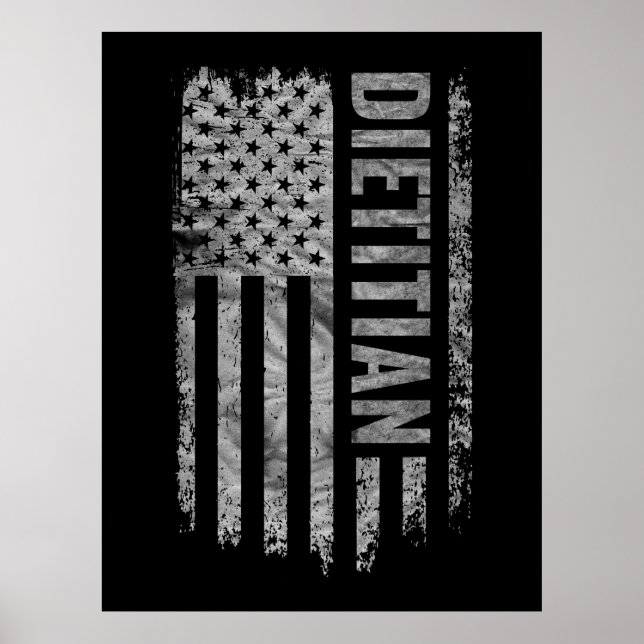 Affiche Diététiste Drapeau USA design en détresse (Devant)
