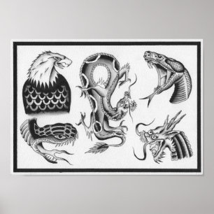 Affiche Dietzel Vintage Tattoo Flash