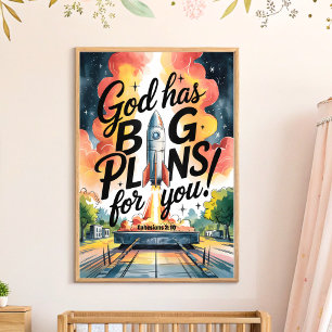 Affiche Dieu a de grands plans Christian Nursery Wall Art