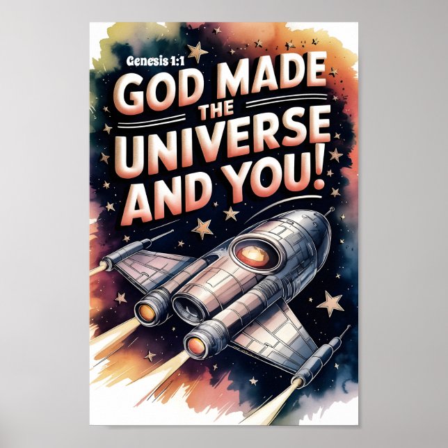 Affiche Dieu a fait l'Univers Christian Nursery enfants (Devant)