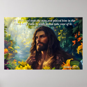 Affiche Dieu a placé l'homme dans le jardin, Dieu et Verse