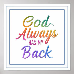 Affiche Dieu a toujours mon dos Protection Divine