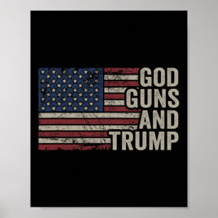 Affiche Dieu Armes Et Trump - Pro Dieu Arme Drôle Républic