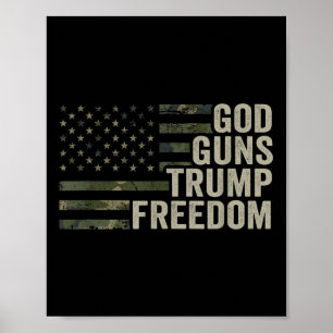 Affiche Dieu Armes Trump Liberté - Amusant Camouflage Pro 