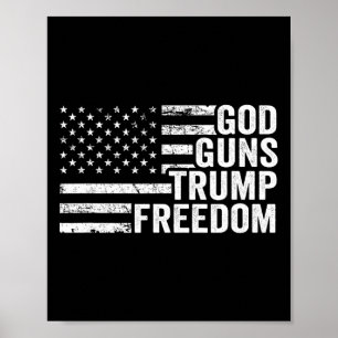 Affiche Dieu Armes Trump Liberté - Chrétien Drôle Pro Arme