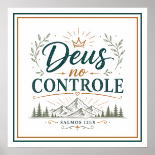 Affiche Dieu au Contrôle Phrase Spirituelle Chrétienne