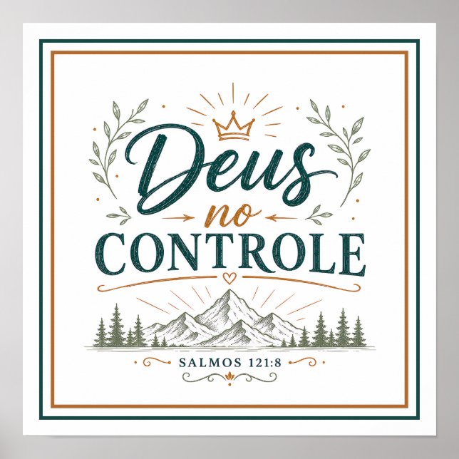 Affiche Dieu au Contrôle Phrase Spirituelle Chrétienne (Devant)