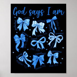 Affiche Dieu au Ruban Bleu Je Suis une Fille Chrétienne Fe