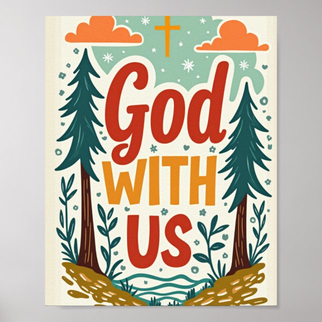 Affiche Dieu avec nous Mur de Noël Art (Devant)