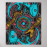 Dieu aztèque Xolotl combattant l'art tribal de la