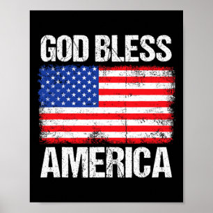 Affiche Dieu Béni Amérique Patriotique Joyeux 4 juillet Po
