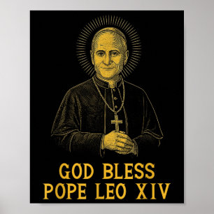 Affiche Dieu Béni Nouveau Pape Léon Xiv Église catholique 