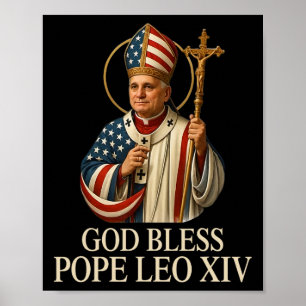 Affiche Dieu Béni Nouveau Pape Léon Xiv Église catholique