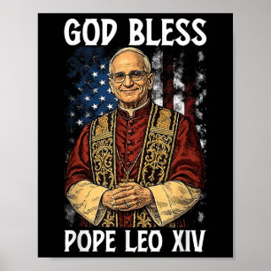 Affiche Dieu Béni Nouveau Pape Léon Xiv Église catholique