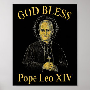 Affiche Dieu Béni Nouveau Pape Léon Xiv Église catholique