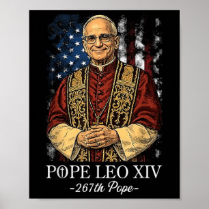 Affiche Dieu Béni Nouveau Pape Léon Xiv Église catholique