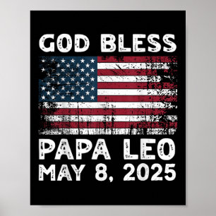 Affiche Dieu Béni Papa Leo Nous Nouveau Pape Léo Pape Amér