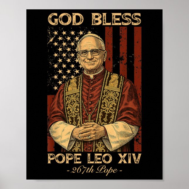 Affiche Dieu Béni Pape Leo Xiv Robert Francis Prevost Amer (Devant)