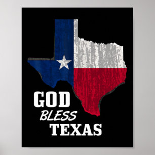Affiche Dieu Béni Texas Drapeau Texas Fête de l'Indépendan