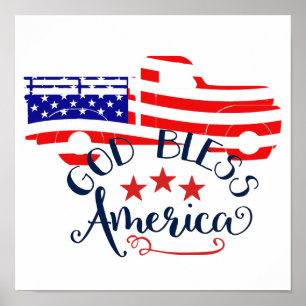 Affiche Dieu bénisse America Truck
