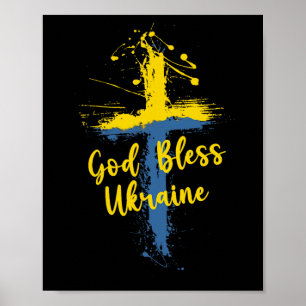 Affiche Dieu bénisse la croix ukrainienne Soutien chrétien