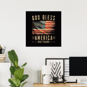 Affiche Dieu Bénisse l'Amérique 250 Ans 1776-2026