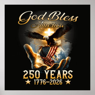 Affiche Dieu Bénisse l'Amérique 250 Ans 1776-2026