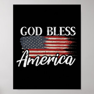 Affiche Dieu bénisse l'Amérique 4 juillet Patriotique Etat