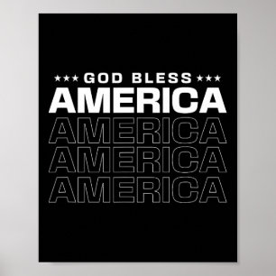 Affiche Dieu bénisse l'Amérique 4 juillet patriotique pour
