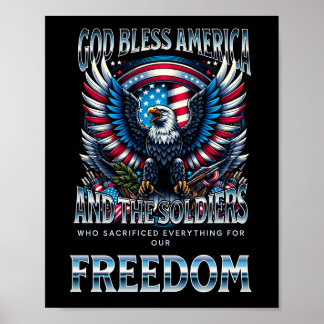 Affiche Dieu bénisse l'Amérique et les soldats