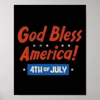 Affiche Dieu bénisse l'Amérique Joyeux 4 juillet Patriotiq