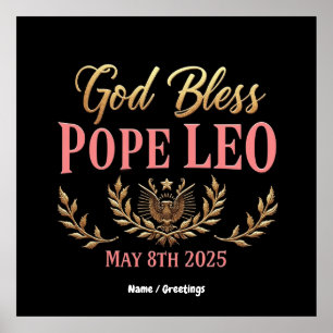 Affiche Dieu bénisse le pape Léo Célébrer le nouveau pape