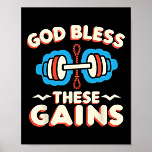 Affiche Dieu Bénit Ces Gains Muscle Bodybuilding —