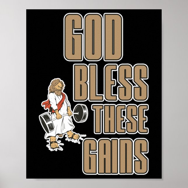 Affiche Dieu Bénit Ces Gains Muscle Bodybuilding — (Devant)