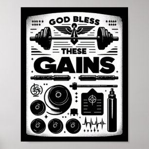 Affiche Dieu Bénit Ces Gains Muscle Bodybuilding —