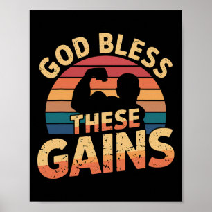 Affiche Dieu Bénit Ces Gains Muscle Bodybuilding — 1