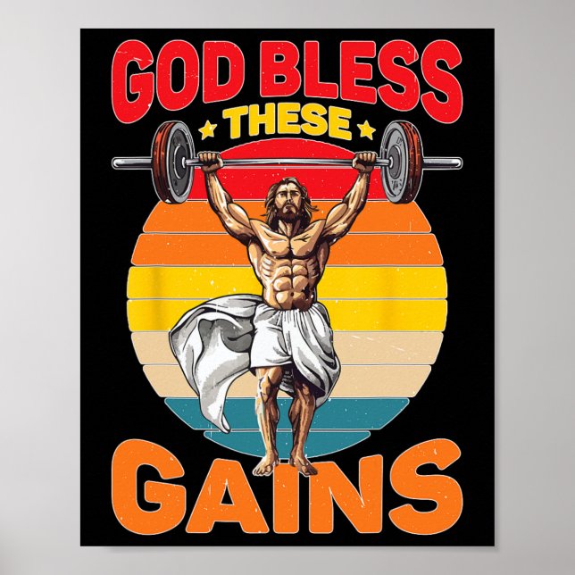 Affiche Dieu Bénit Ces Gains Musculation - (Devant)