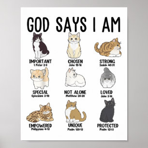 Affiche Dieu chrétien dis je suis chat Jésus adolescente f