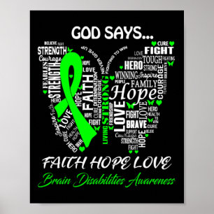 Affiche Dieu Dire Foi Espoir Amour Handicap Cerveau