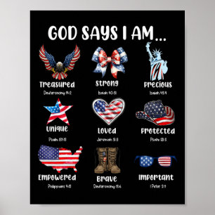 Affiche Dieu Dit Que Je Suis 4 juillet Christian Patriotic
