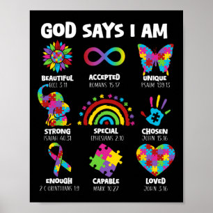 Affiche Dieu Dit Que Je Suis Autisme Christian Garçon Fill