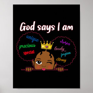 Affiche Dieu Dit Que Je Suis Black Melanin Girls Toddler P